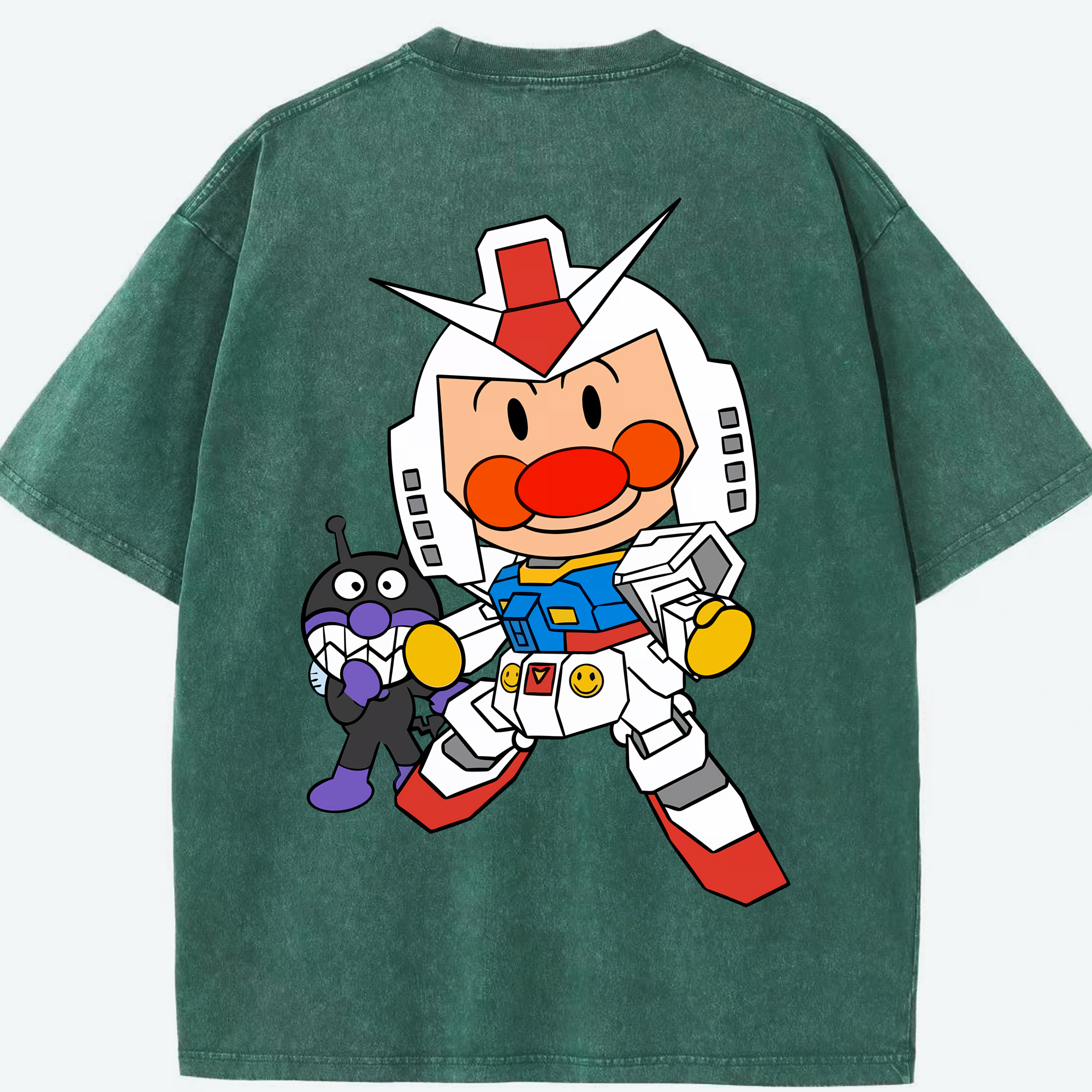 （画像用） アンパンマン Anpanman 綿100% ヴィンテージ風 半袖Tシャツ（背面プリント）